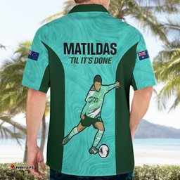 Australia Soccer Hawaiian Shirt Sam Kerr Matildas Proud World Cup Turquoise
