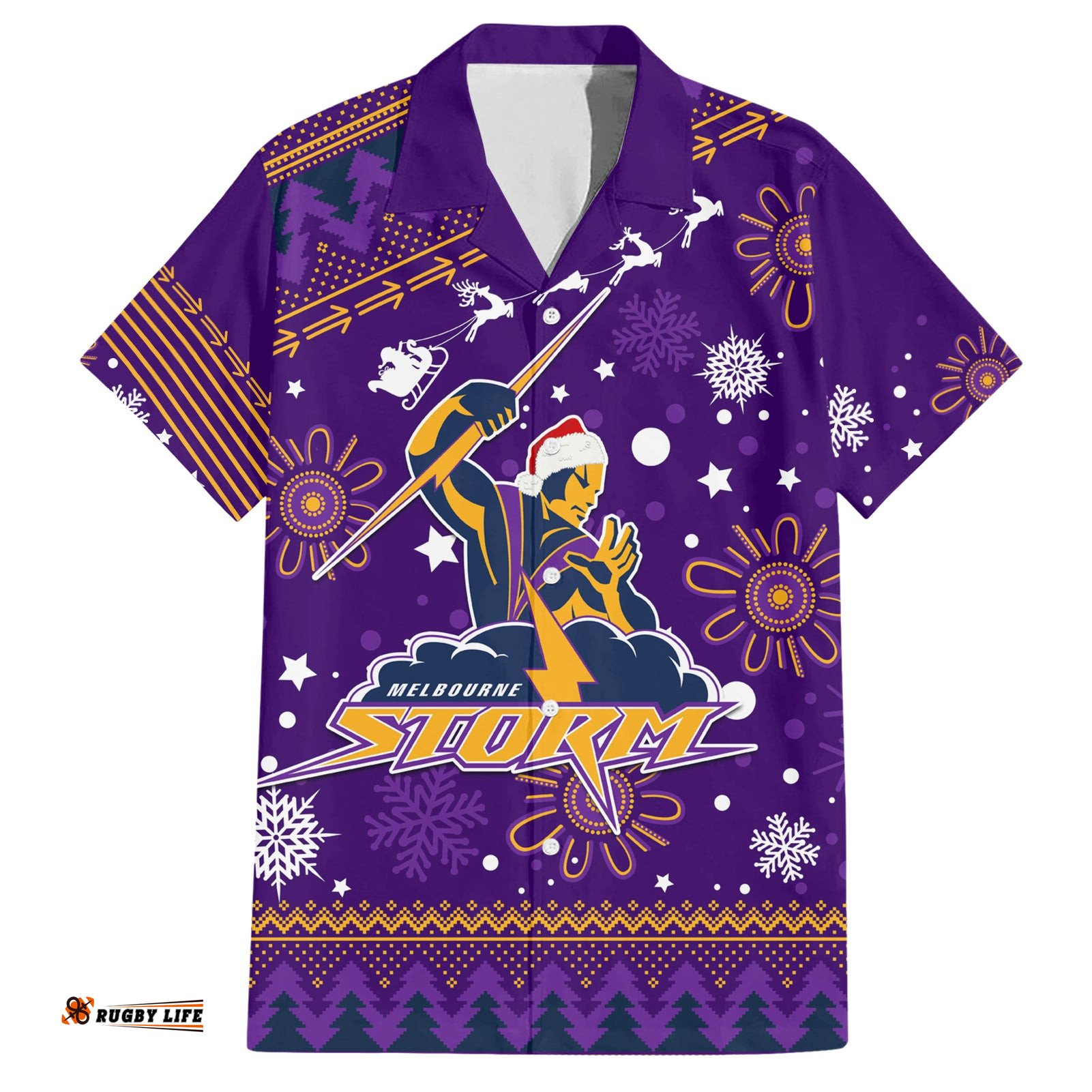 Custom Storm Rugby Hawaiian Shirt Chirstmas Vibe