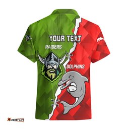 Personalised Dolphins and Raiders Rugby Hawaiian Shirt Sporty Version