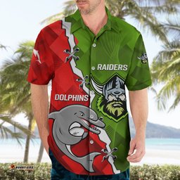 Personalised Dolphins and Raiders Rugby Hawaiian Shirt Sporty Version