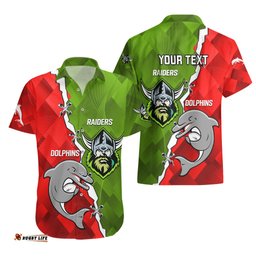 Personalised Dolphins and Raiders Rugby Hawaiian Shirt Sporty Version