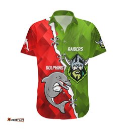 Personalised Dolphins and Raiders Rugby Hawaiian Shirt Sporty Version