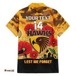 Custom Hawks Football ANZAC Hawaiian Shirt Gallipoli Camouflage With Poppies