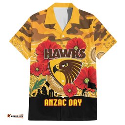 Custom Hawks Football ANZAC Hawaiian Shirt Gallipoli Camouflage With Poppies