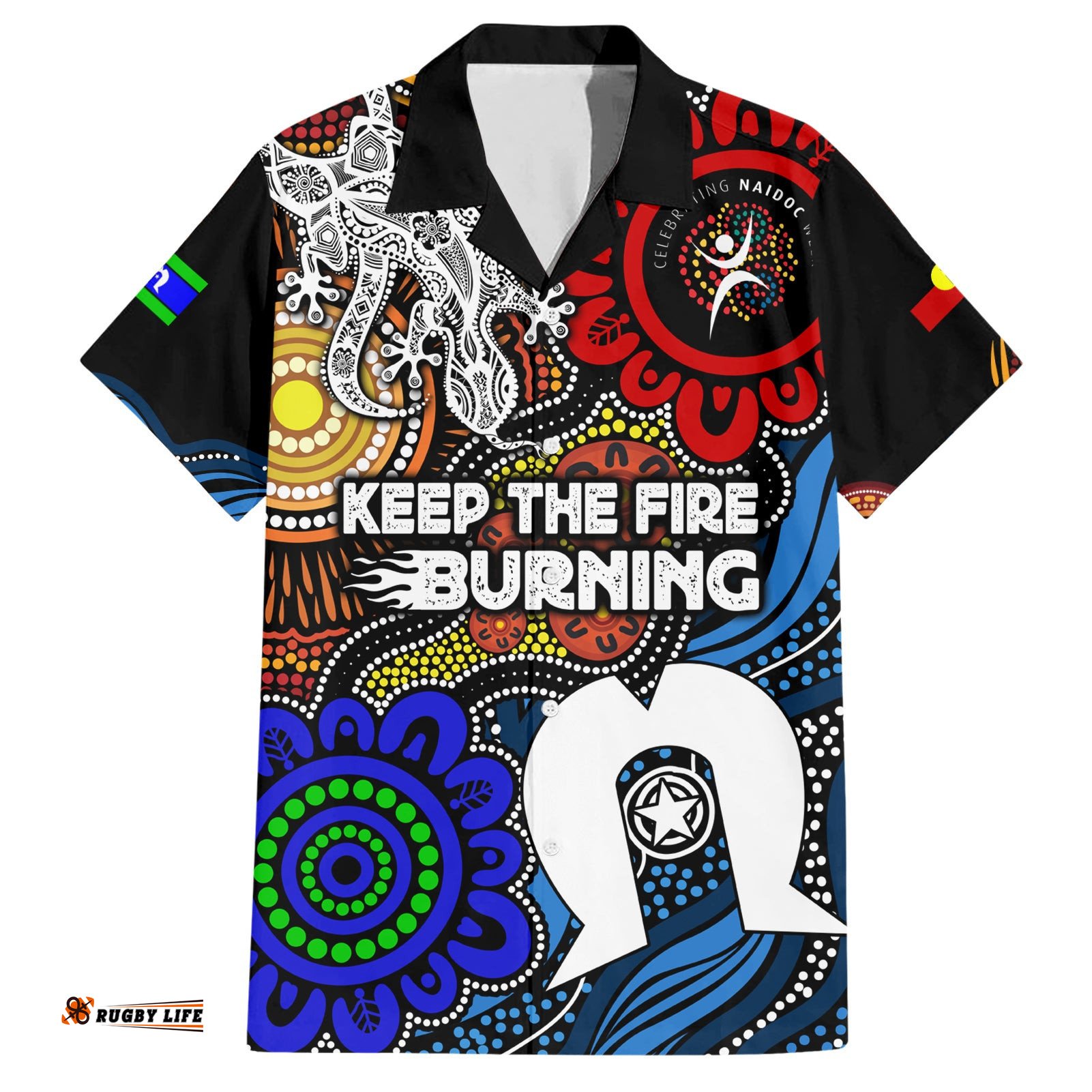 NAIDOC Week 2024 Indigenous Hawaiian Shirt Keep The Fire Burning