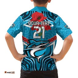 Custom Sharks Rugby ANZAC Hawaiian Shirt Gallipoli Soldier With Aboriginal Art