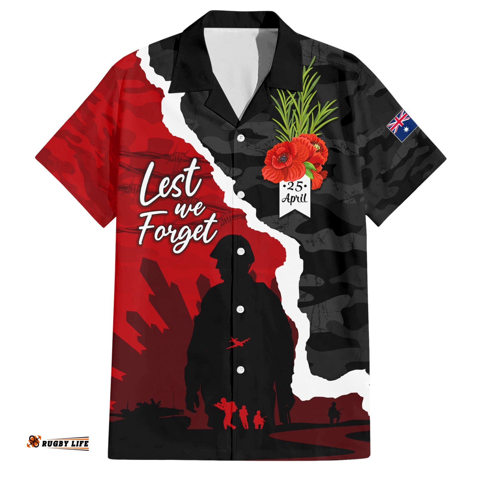 Anzac Day Camouflage Hawaiian Shirt Ode of Remembrance