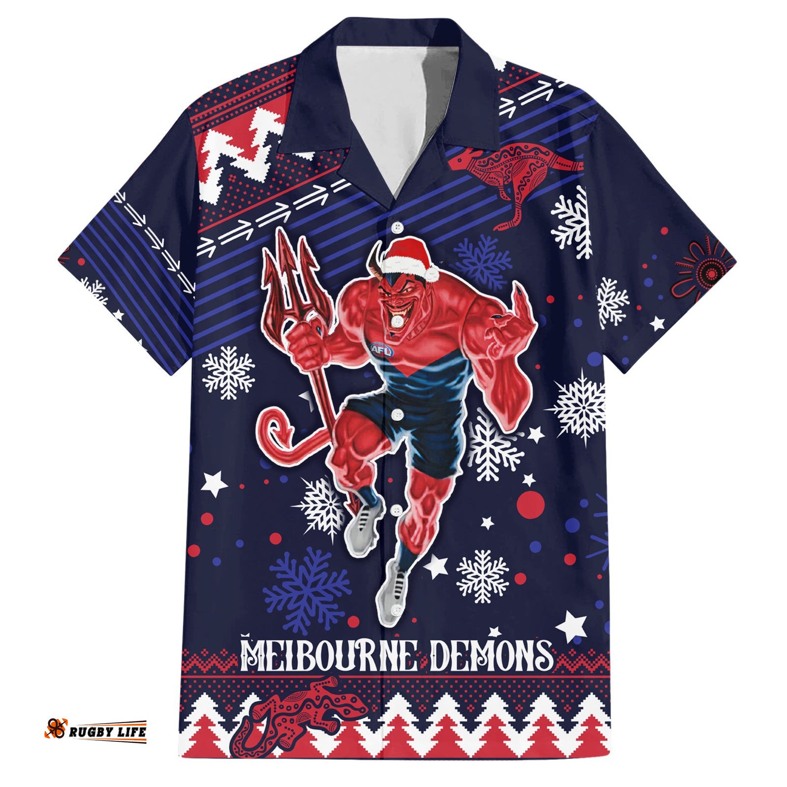 Custom Melbourne Demons Football Hawaiian Shirt Narrm Christmas Vibe