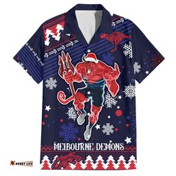 Custom Melbourne Demons Football Hawaiian Shirt Narrm Christmas Vibe