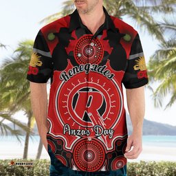 Melbourne Renegades ANZAC 2024 Hawaiian Shirt Lest We Forget Poppy Mix Camouflage