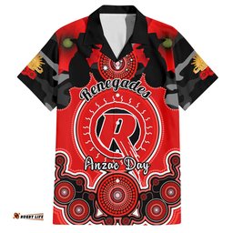 Melbourne Renegades ANZAC 2024 Hawaiian Shirt Lest We Forget Poppy Mix Camouflage