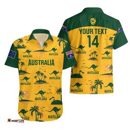Custom Australia Soccer Hawaiian Shirt Matildas World Cup Tropical Style