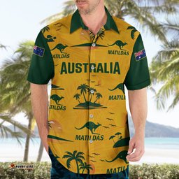 Custom Australia Soccer Hawaiian Shirt Matildas World Cup Tropical Style