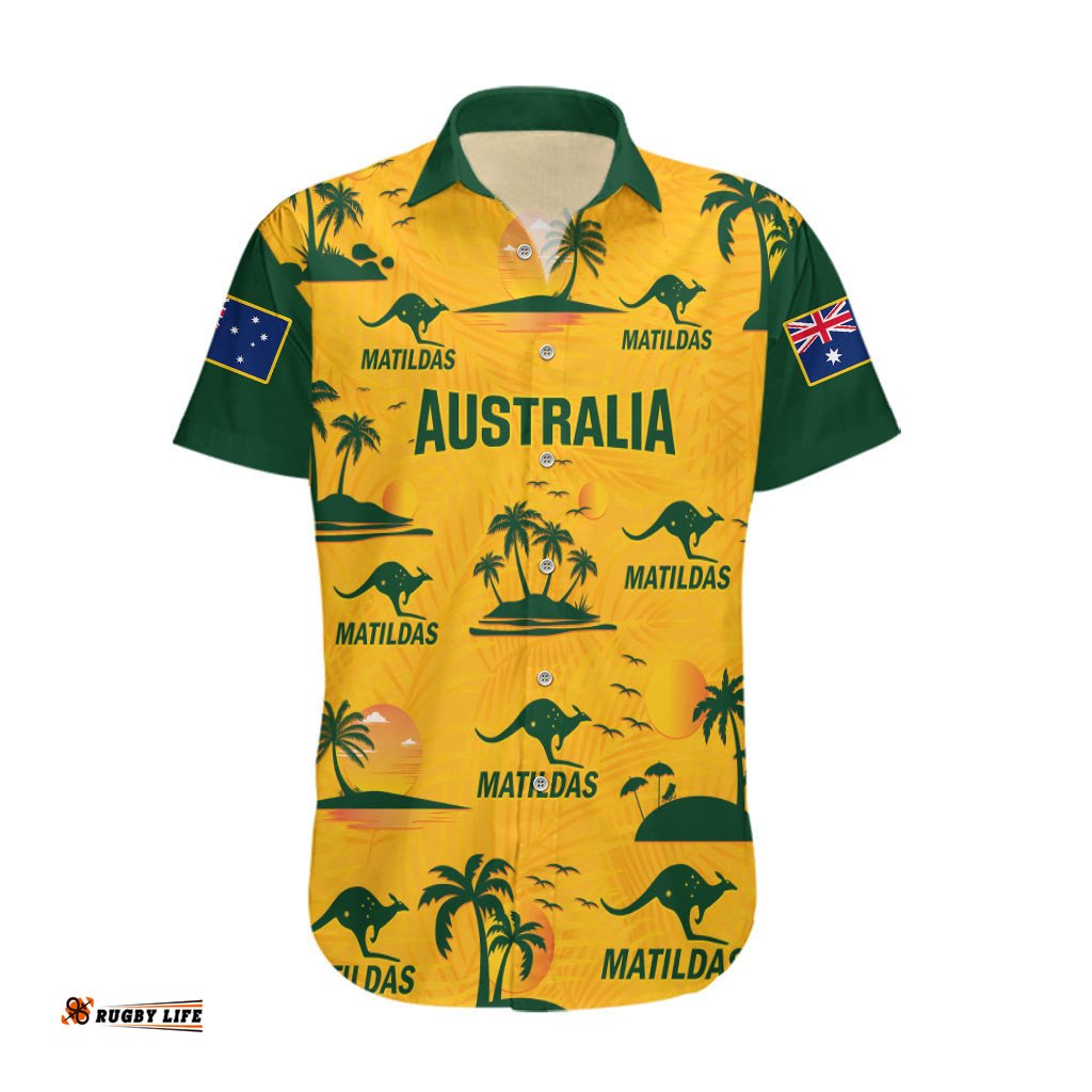 Custom Australia Soccer Hawaiian Shirt Matildas World Cup Tropical Style