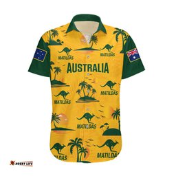 Custom Australia Soccer Hawaiian Shirt Matildas World Cup Tropical Style