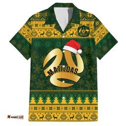 Personalised Australia Matildas Christmas Hawaiian Shirt Merry Xmas National Color