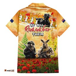 Australia And New Zealand ANZAC Day Hawaiian Shirt Kangaroo And Kiwi Bird Soldiers Lest We Forget