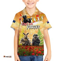 Australia And New Zealand ANZAC Day Hawaiian Shirt Kangaroo And Kiwi Bird Soldiers Lest We Forget