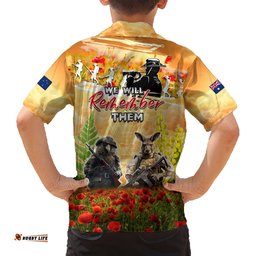 Australia And New Zealand ANZAC Day Hawaiian Shirt Kangaroo And Kiwi Bird Soldiers Lest We Forget