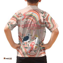 Australia Hippie Christmas Hawaiian Shirt Cockatoo Kookaburra with Wattle Pink Peach Style