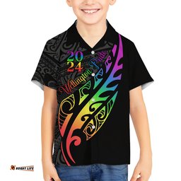Personalised New Zealand Wellington Pride Hawaiian Shirt Maori Fern with Pride Flag 2024