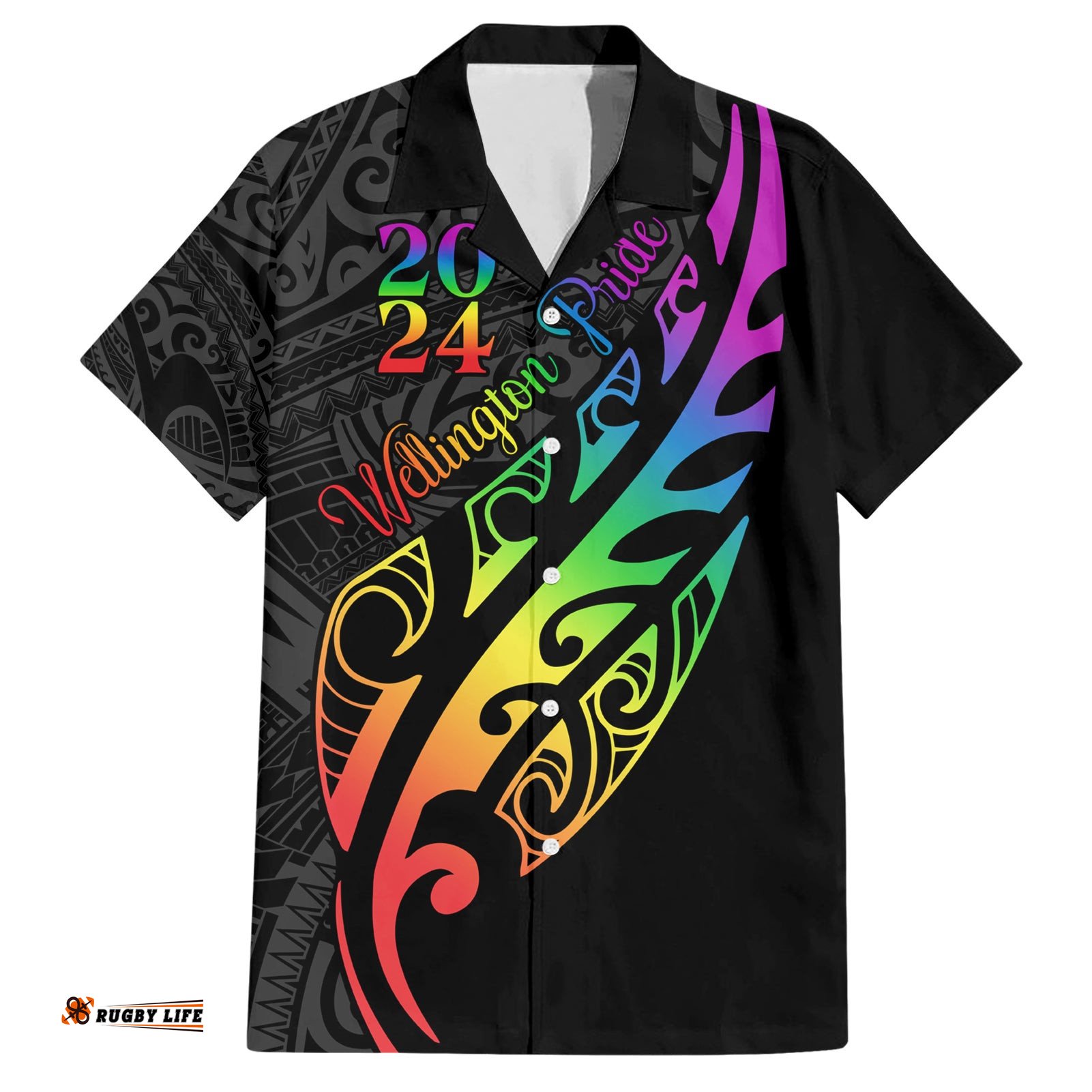 Personalised New Zealand Wellington Pride Hawaiian Shirt Maori Fern with Pride Flag 2024