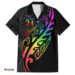Personalised New Zealand Wellington Pride Hawaiian Shirt Maori Fern with Pride Flag 2024