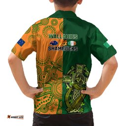 Australia And Ireland Rugby Hawaiian Shirt World Cup Walllabies With Shamrocks