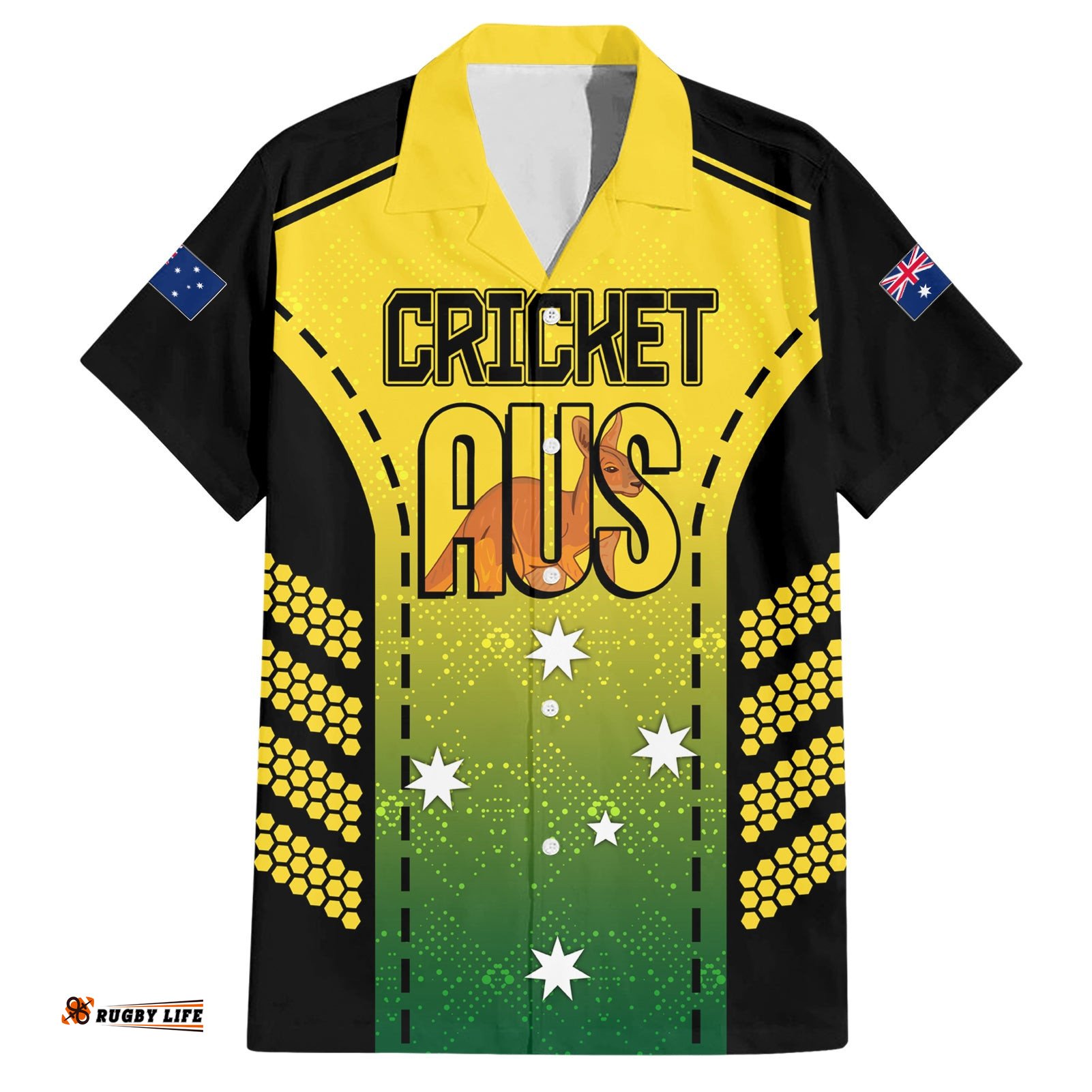 Custom Australia Cricket Hawaiian Shirt Kangaroo Champions Go Aussies
