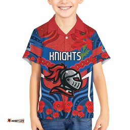 Custom Knights Rugby ANZAC Hawaiian Shirt Novocastrians Gallipoli Soldier With Aboriginal Art