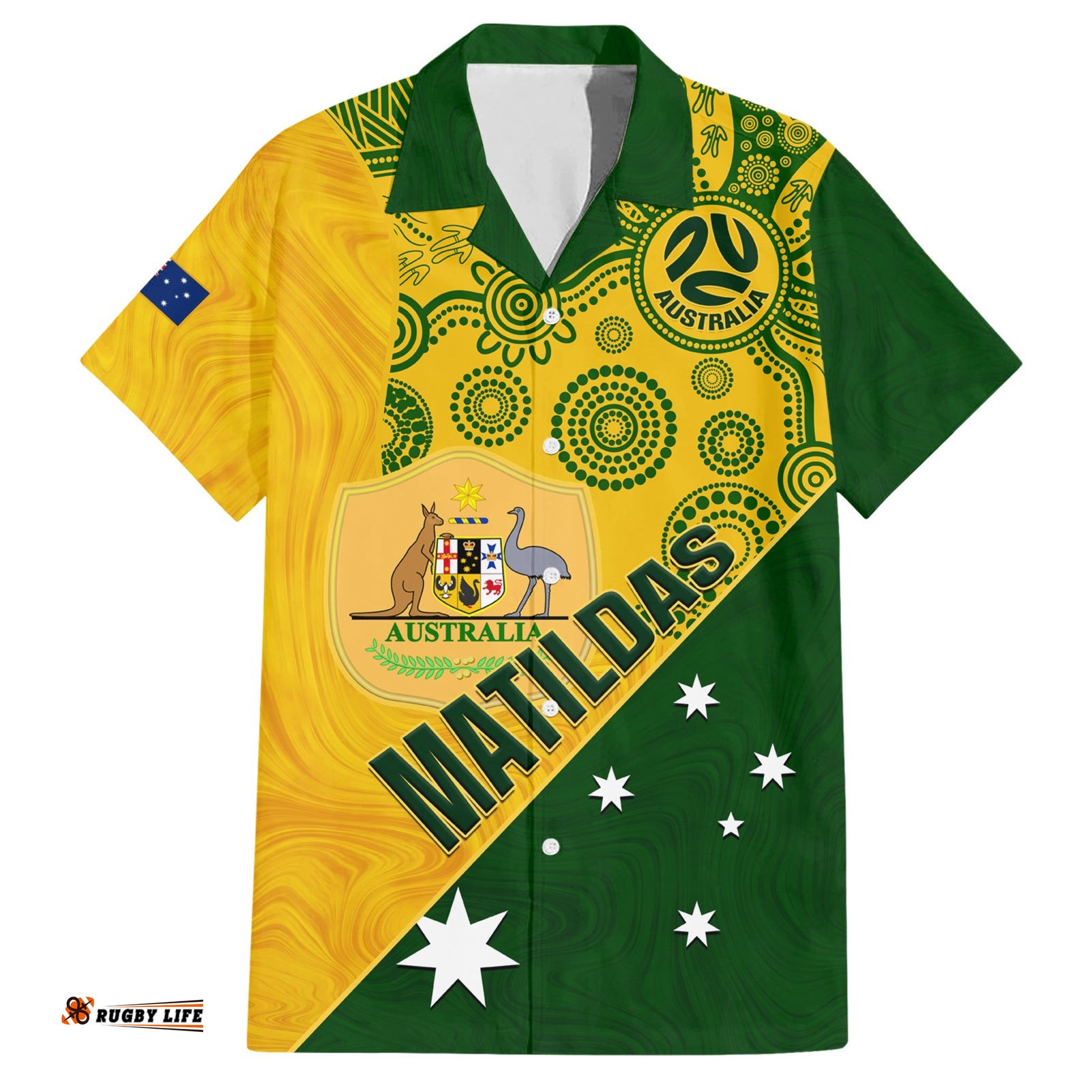 Custom Matildas Soccer Hawaiian Shirt Australian Indigenous National Color