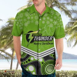 Custom Thunder Cricket Christmas Hawaiian Shirt Merry Xmas Indigenous Art