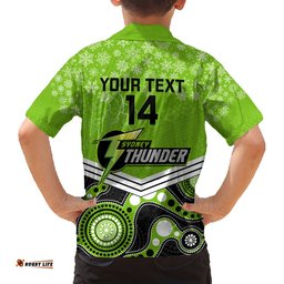 Custom Thunder Cricket Christmas Hawaiian Shirt Merry Xmas Indigenous Art