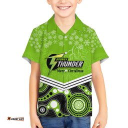 Custom Thunder Cricket Christmas Hawaiian Shirt Merry Xmas Indigenous Art