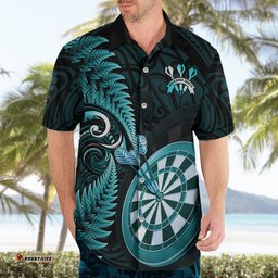 New Zealand Darts Hawaiian Shirt Happiness Is A Tight Threesome Maori Turquoise