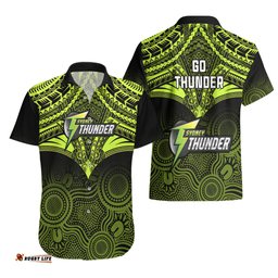 Sydney Thunder Cricket Hawaiian Shirt Unique Indigenous Art Mix Polynesian Pattern