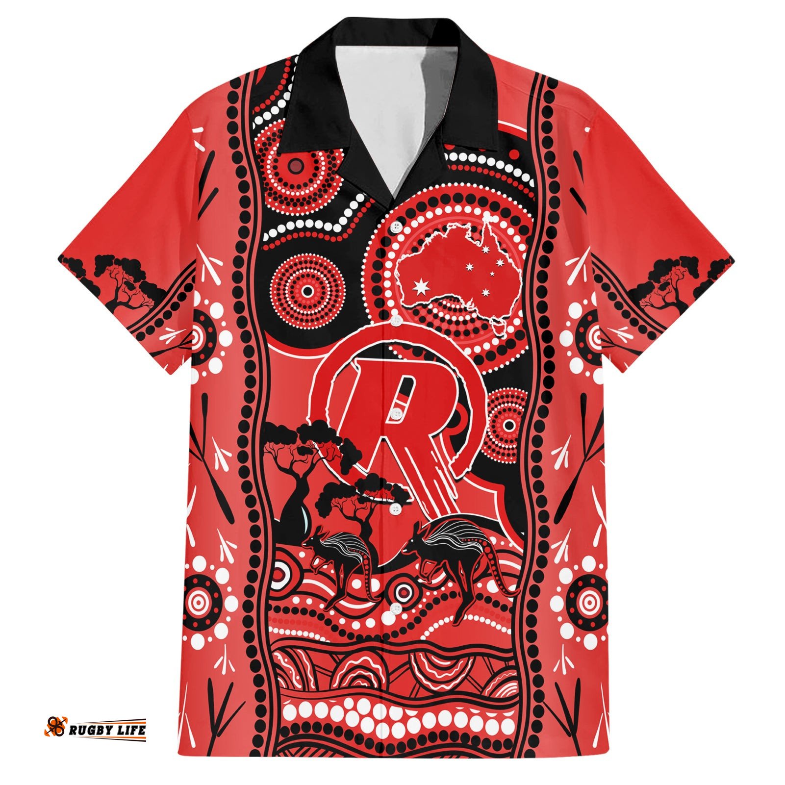 Melbourne Renegades Cricket Hawaiian Shirt Happy Australia Day Aboriginal Art