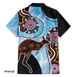 Australia Opal Hawaiian Shirt Aussie Kangaroo Aboriginal Art
