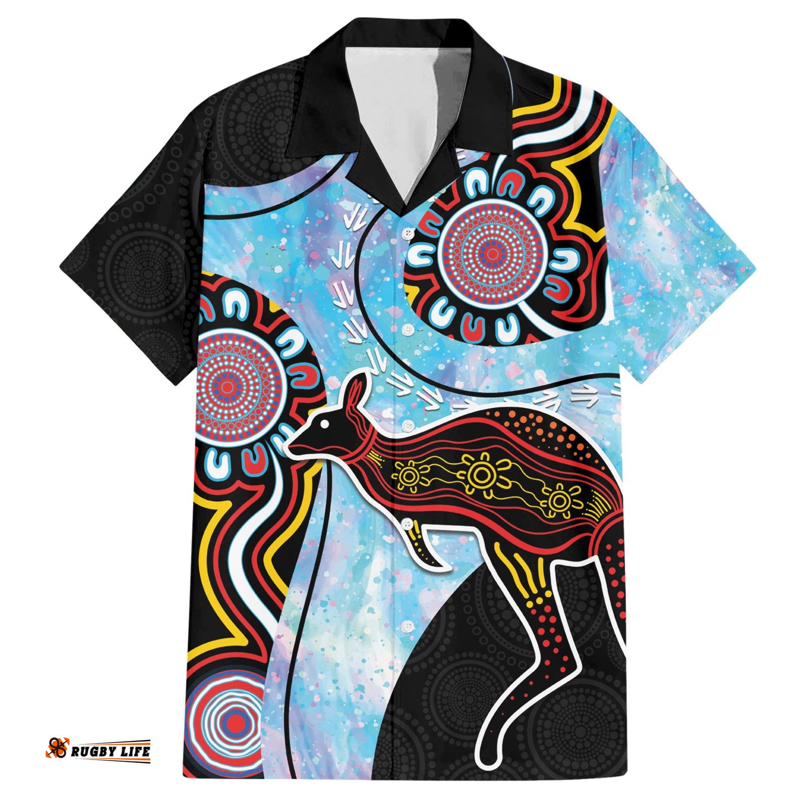 Australia Opal Hawaiian Shirt Aussie Kangaroo Aboriginal Art