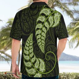 Green New Zealand Paisley Silver Fern Hawaiian Shirt Aotearoa Maori