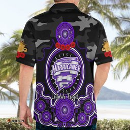Hobart Hurricanes ANZAC 2024 Hawaiian Shirt Lest We Forget Poppy Mix Camouflage