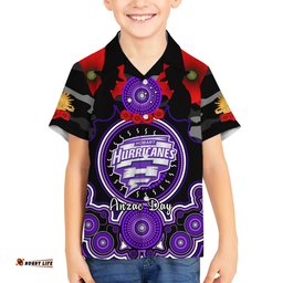 Hobart Hurricanes ANZAC 2024 Hawaiian Shirt Lest We Forget Poppy Mix Camouflage