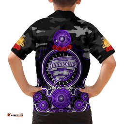 Hobart Hurricanes ANZAC 2024 Hawaiian Shirt Lest We Forget Poppy Mix Camouflage