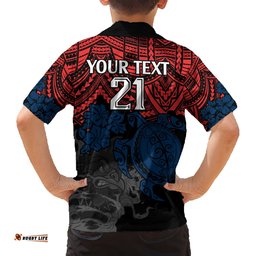 Custom Roosters Rugby Hawaiian Shirt Sydney Hibiscus and Turtle With Polynesian Pattern