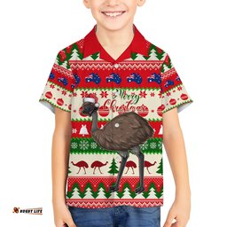 Australia Christmas Hawaiian Shirt Aussie Emu Santa Merry Xmas