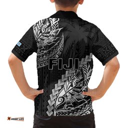 Fiji Rugby Hawaiian Shirt Kaiviti Fijian Tribal World Cup Black