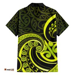 Lime Green New Zealand Mangopare Hawaiian Shirt Aotearoa Maori Koru Style