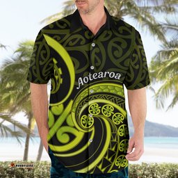Lime Green New Zealand Mangopare Hawaiian Shirt Aotearoa Maori Koru Style