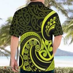 Lime Green New Zealand Mangopare Hawaiian Shirt Aotearoa Maori Koru Style