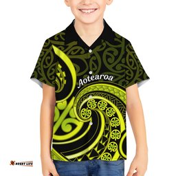 Lime Green New Zealand Mangopare Hawaiian Shirt Aotearoa Maori Koru Style